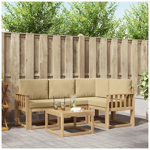 Set di divani da esterno con cuscino 5 pcs Bianco e Beige - Foto 2