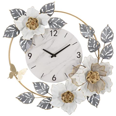 Orologio Da Parete Flowers In Ferro Con Decoro Floreale Multicolor - Foto 1