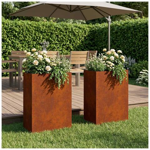 Vaso da giardino 2 pz Ruggine 50 x 30 x 75 cm Acciaio Corten - Foto 2