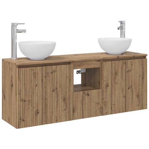 Set di Armadi da Bagno 3 pz Rovere Artigianale - Foto 1
