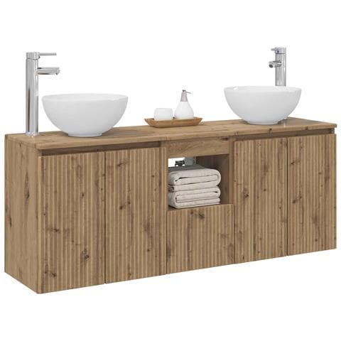 Set di Armadi da Bagno 3 pz Rovere Artigianale - Foto 2