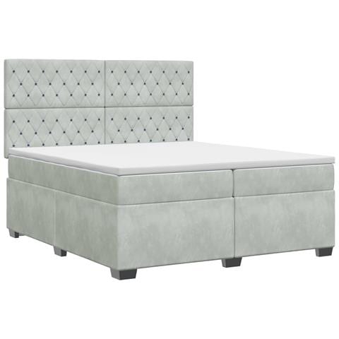 Letto box spring con materasso Grigio Chiaro 200 x 200 cm - Foto 1