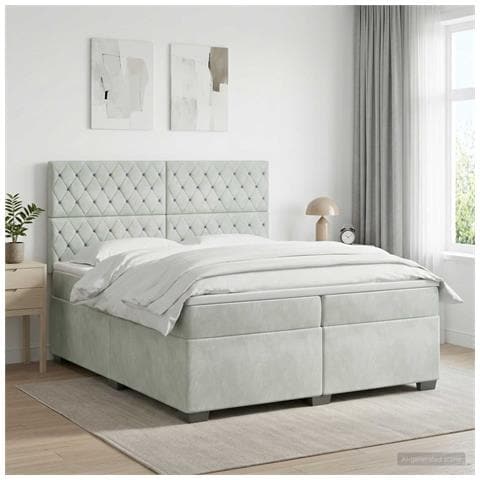 Letto box spring con materasso Grigio Chiaro 200 x 200 cm - Foto 2