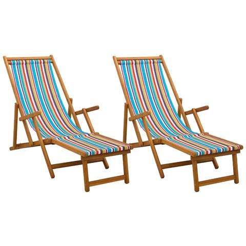 Lettino prendisole pieghevole 2 pcs 3 Posizione Multicolore - Foto 1