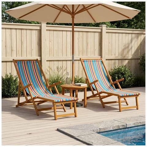 Lettino prendisole pieghevole 2 pcs 3 Posizione Multicolore - Foto 10
