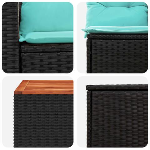 Set di divani 6 pz Nero e Blu Rattan sintetico e Acciaio - Foto 10