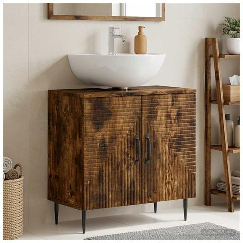 Armadio per Lavabo da Bagno HAARLEM Rovere Fumo - Foto 2