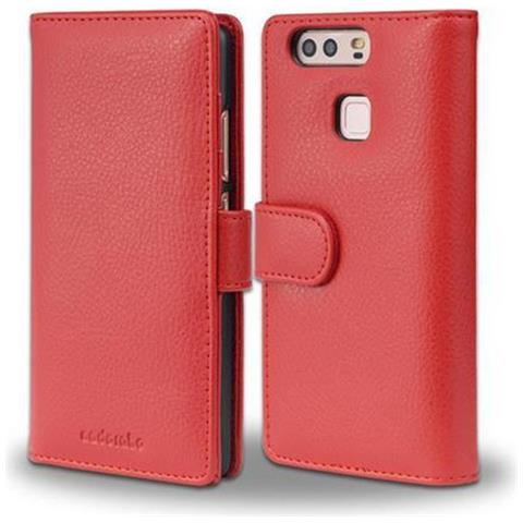 Cadorabo Custodia Compatibile Con Huawei P9 In Rosso Cremisi - Coperchio Protettivo Con Chiusura Magnetica E 3 Slot Per Carte - Foto 2