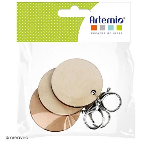 3 Portachiavi Rotondi In Legno - 5 X 0,5 Cm - Foto 2