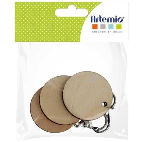 3 Portachiavi Rotondi In Legno - 5 X 0,5 Cm - Foto 4