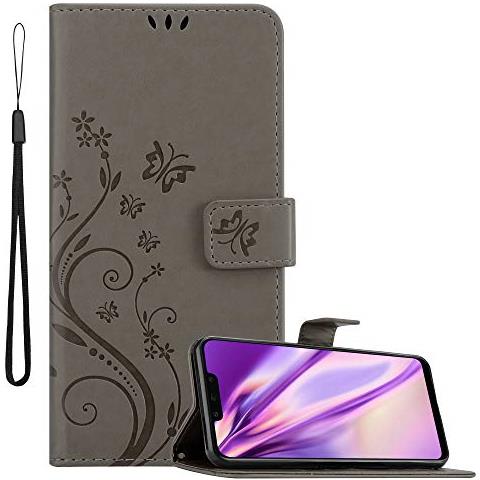 Custodia Compatibile Con Huawei Mate 20 Lite In Grigio Fiore - Coperchio Protettivo In Design Floreale Con Chiusura Magnetica, Funzione Stand E Slot Per Carte - Foto 1