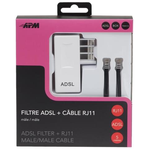 Cavo Adsl Rj11 - Maschio / Maschio - Nero - 5m + Filtro Adsl - Bianco - Foto 2