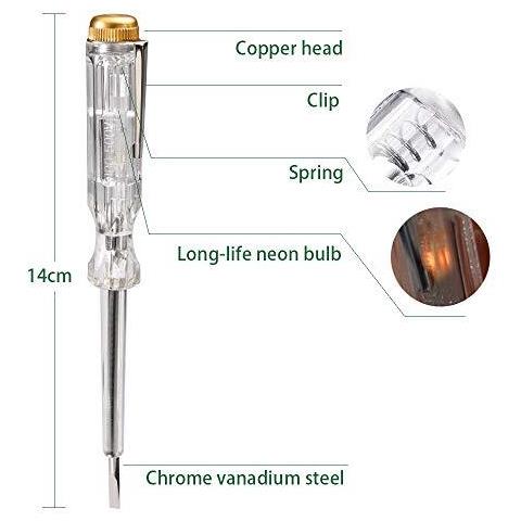 Electric Pen Tester Di Rete Tester Cacciavite Tester Elettrico Cacciavite Elettrico Penna Del Tester Al Neon 220v Tester Di Tensione Con 100-500 Tester Di Tensione Neon Lampadina Elettrica Penna Del Tester Della Sonda - Foto 1