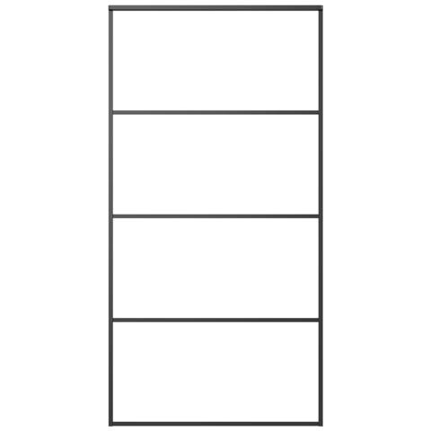 Porta Scorrevole in Vetro ESG e Alluminio 102,5x205 cm Nera - Foto 1