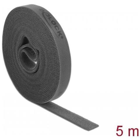 Nastro In Velcro Su Rotolo L 5 M X L 15 Mm Grigio - Foto 2