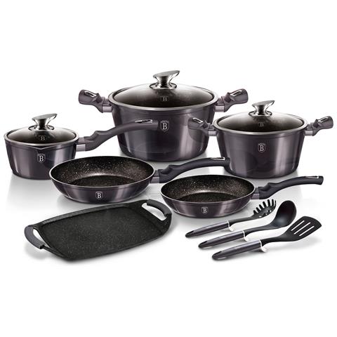 BERLINGER HAUS Carbon Pro Set Pentole Induzione 12-pcs Alluminio Antiaderente Casseruoli Padelle Piastra Grigio BERLINGER HAUS Carbon Pro Set Pentole Induzione 12-pcs Alluminio Antiaderente Casseruoli Padelle Piastra Grigio