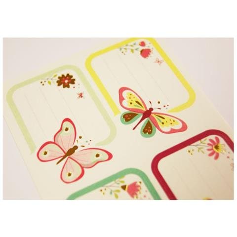 16 Etichette Per La Scuola - Rettangolo - Illustrazioni Di Farfalle - Foto 1