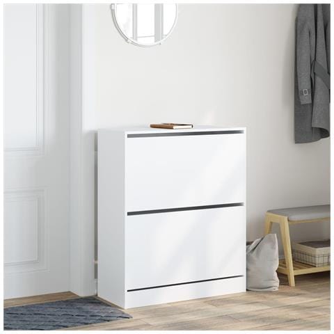 Scarpiera Bianca 80x34x96,5 Cm In Legno Multistrato - Foto 3