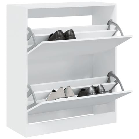 Scarpiera Bianca 80x34x96,5 Cm In Legno Multistrato - Foto 1