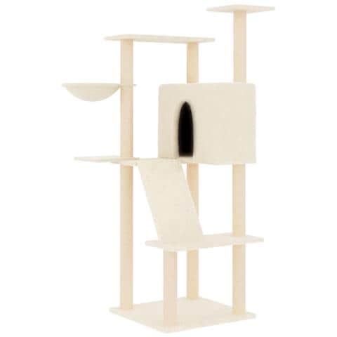 Albero Per Gatti Con Tiragraffi In Sisal Crema 143 Cm - Foto 1