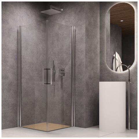 Porta Doccia Battente Briar Cromo Regolabile Cristallo Temperato 6 Mm *** Misure : 87-90xh195 Cm Stampato - Foto 1