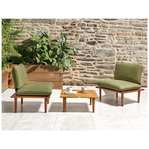 Set Da Giardino Con Tavolo 2 Posti Frascati Modulare Legno Di Acacia Certificato Verde Oliva - Foto 1