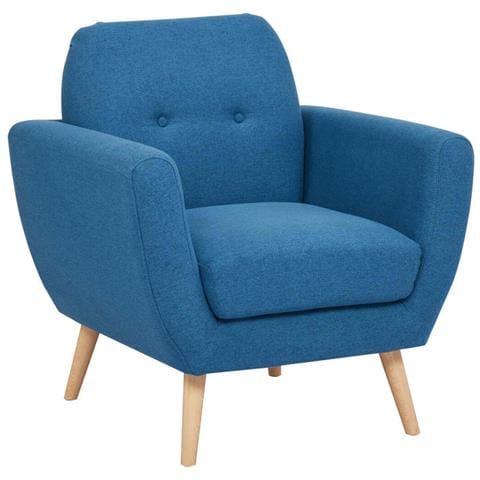 Poltrona Da Salotto In Tessuto Forma A Conchiglia Blu Petrolio Loren - Foto 1