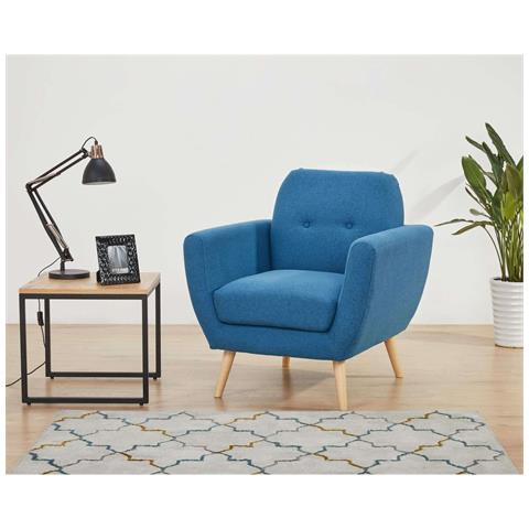 Poltrona Da Salotto In Tessuto Forma A Conchiglia Blu Petrolio Loren - Foto 2