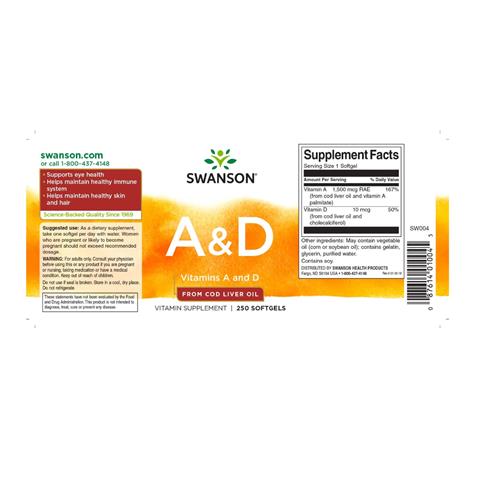 Vitamine A (1500 Mcg) E D (10 Mcg) 250 Capsule Molli Swanson Health Products - Foto 2