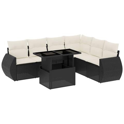 Set Divani Da Giardino Con Cuscini 7pz Nero Polyrattan - Foto 2