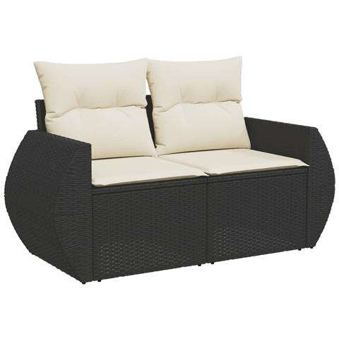 Set Divani Da Giardino Con Cuscini 7pz Nero Polyrattan - Foto 3