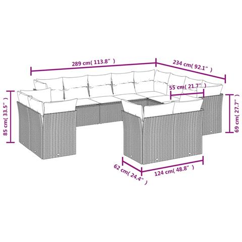 Set Divani Da Giardino 12 Pz Con Cuscini Beige In Polyrattan - Foto 3