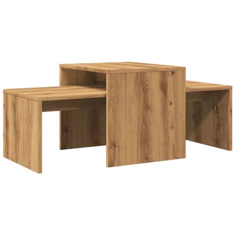 Tavolino Salotto Rovere Artigianale 100x48x40 Cm In Truciolato - Foto 2