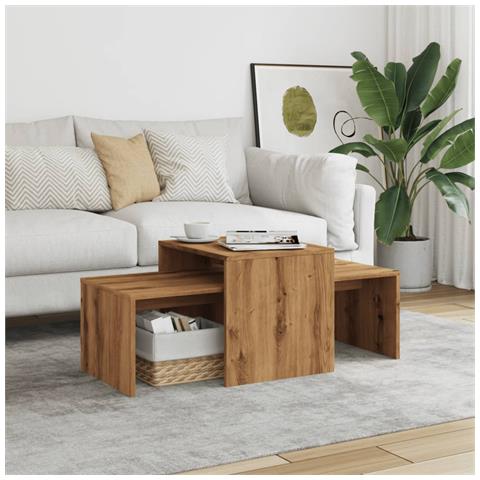 Tavolino Salotto Rovere Artigianale 100x48x40 Cm In Truciolato - Foto 3