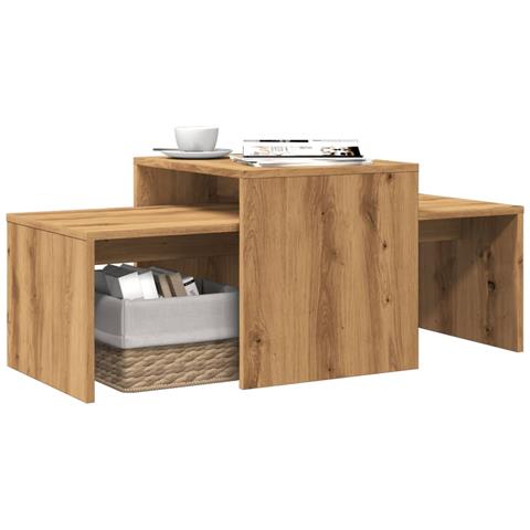 Tavolino Salotto Rovere Artigianale 100x48x40 Cm In Truciolato - Foto 1