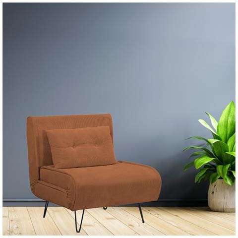 Poltrona Letto Quarzo Senza Braccioli Colore Ruggine Con Piedini In Metallo - Foto 1