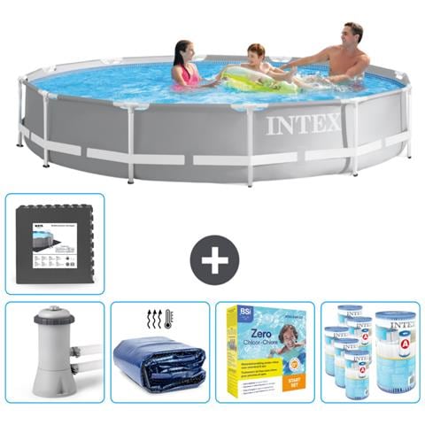 Piscina Fuori Terra - In Giro - 366x366x76 Cm - Grigio - Include Accessori Coordinati Cb24 - Foto 1