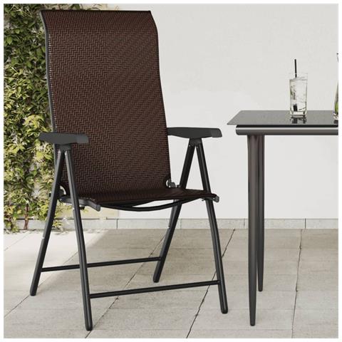 Lusso Casadino -  Sedie Pieghevoli Da Giardino 2 Pz Marroni In Polyrattan - Foto 2