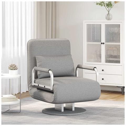 Sedia Girevole E Divano Letto Grigio Chiaro In Tessuto - Foto 9