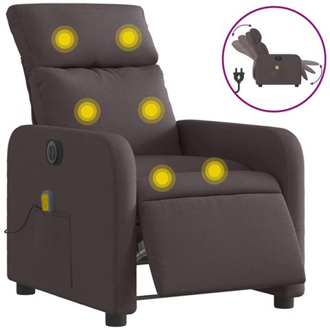 Lusso Casadino -  Poltrona Massaggio Reclinabile Elettrica Marrone Scuro Tessuto - Foto 1