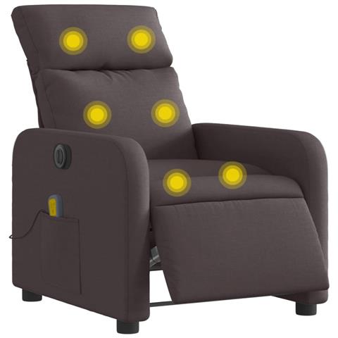 Lusso Casadino -  Poltrona Massaggio Reclinabile Elettrica Marrone Scuro Tessuto - Foto 2