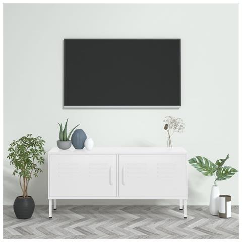 Lusso Casadino -  Mobile Tv Bianco 105x35x50 Cm In Acciaio - Foto 8