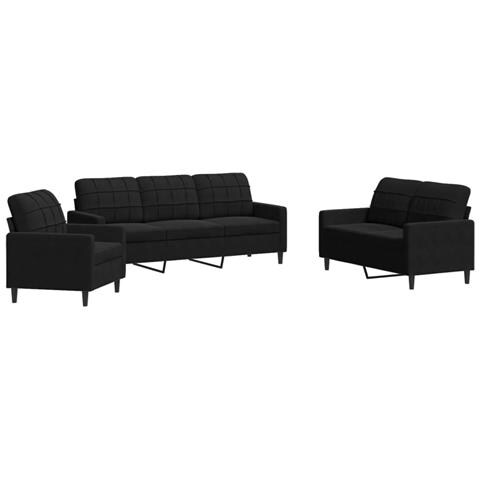 Set di Divani 3 pz con Cuscini Nero in Velluto - Foto 1