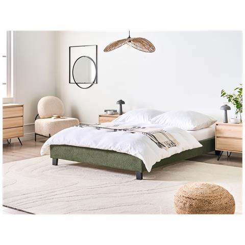 Letto Senza Testata Bouclé Roanne 140 X 200 Cm Verde Scuro - Foto 1