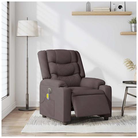 Poltrona Massaggio Reclinabile Elettrica Marrone Scuro Tessuto - Foto 2