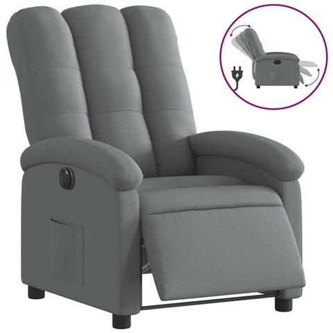 Poltrona Elettrica Reclinabile Grigio Scuro in Tessuto - Foto 1