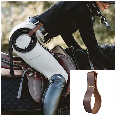 Elegante Clip Da Cintura Per Frustino Da Equitazione In Pelle Pu Coffee - Foto 2