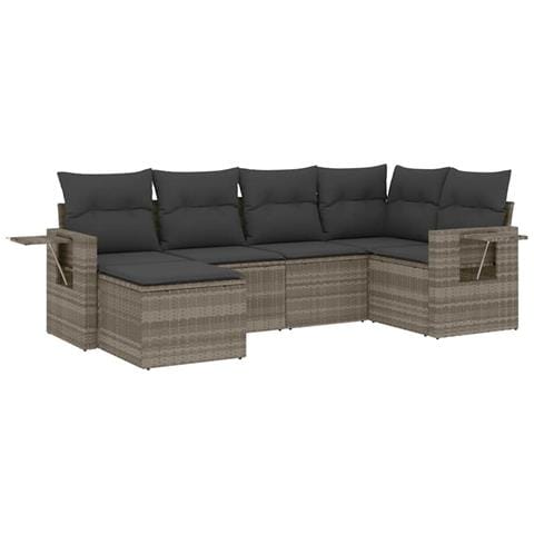 Set Divano da Giardino 6pz con Cuscini Grigio Chiaro Polyrattan - Foto 1