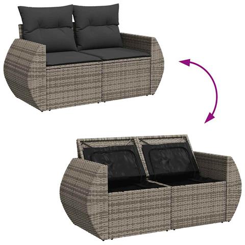 Set Divano da Giardino 6 pz con Cuscini Grigio in Polyrattan - Foto 9