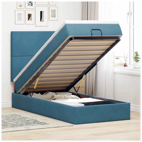Struttura Letto Pouf con Materassi 80x200 cm Velluto - Foto 2